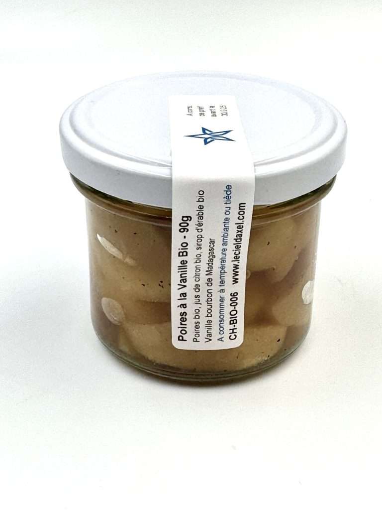 pot de dessert: Poires cuites au four avec sirop d'érable et vanille en grains
