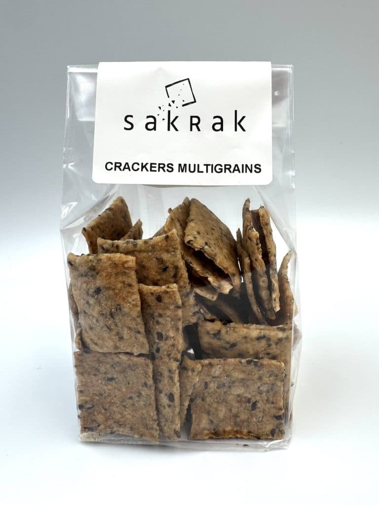 Crackers de la marque sakrak multigrains et sans gluten pour accompagner nos tartinades